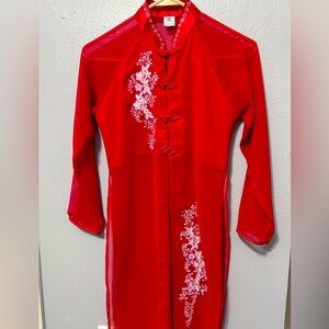 Girl’s Red Ao Dai Set Size 16